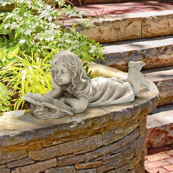 Design Toscano Backyard Scholar Little Girl Reading Garden Statue